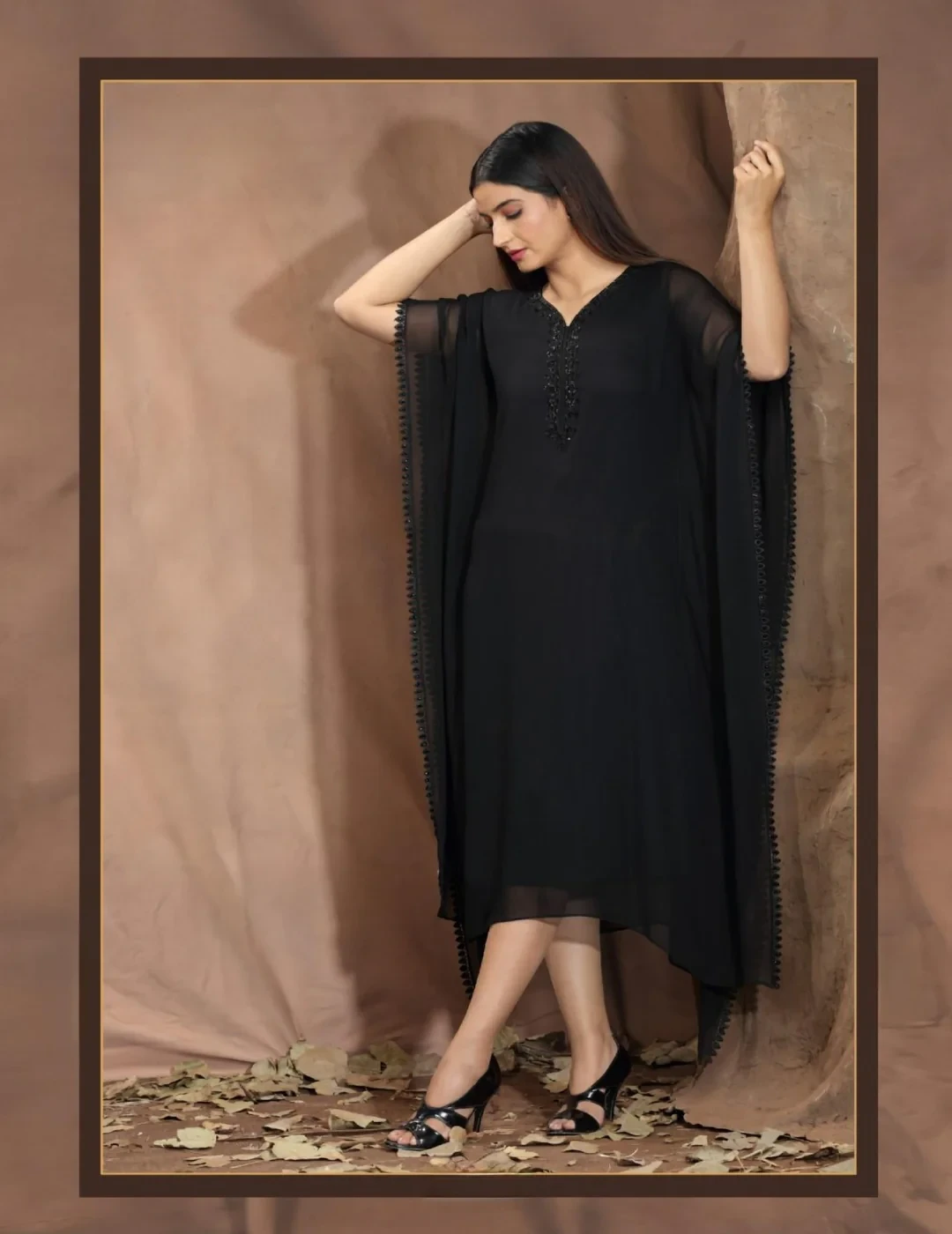 Black Viscose Kaftan