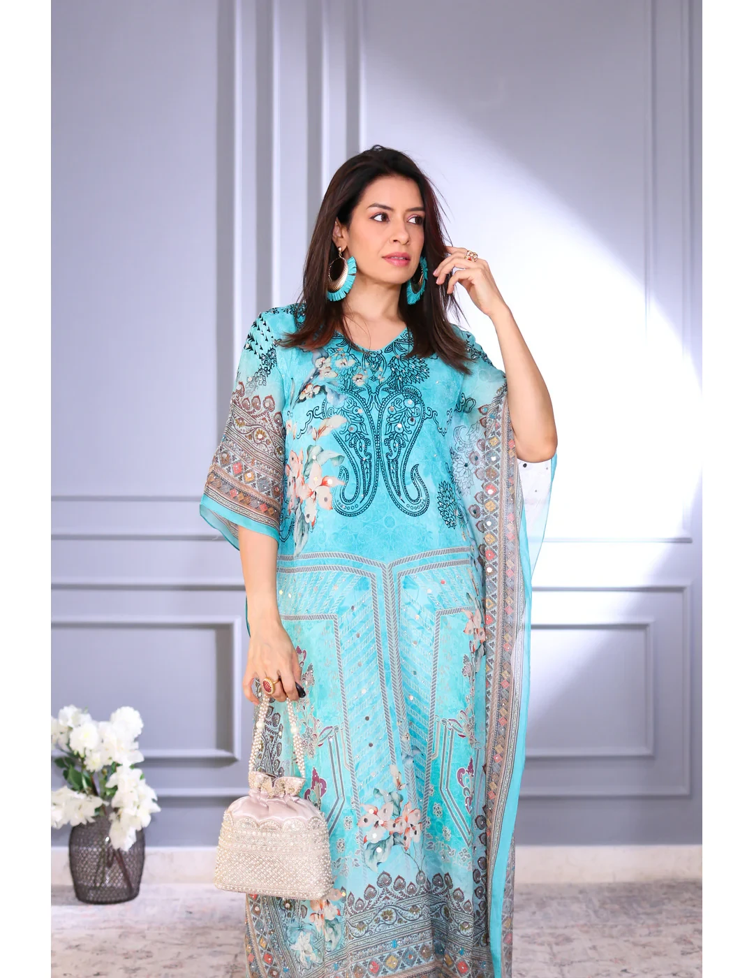Blue Viscose Kaftan