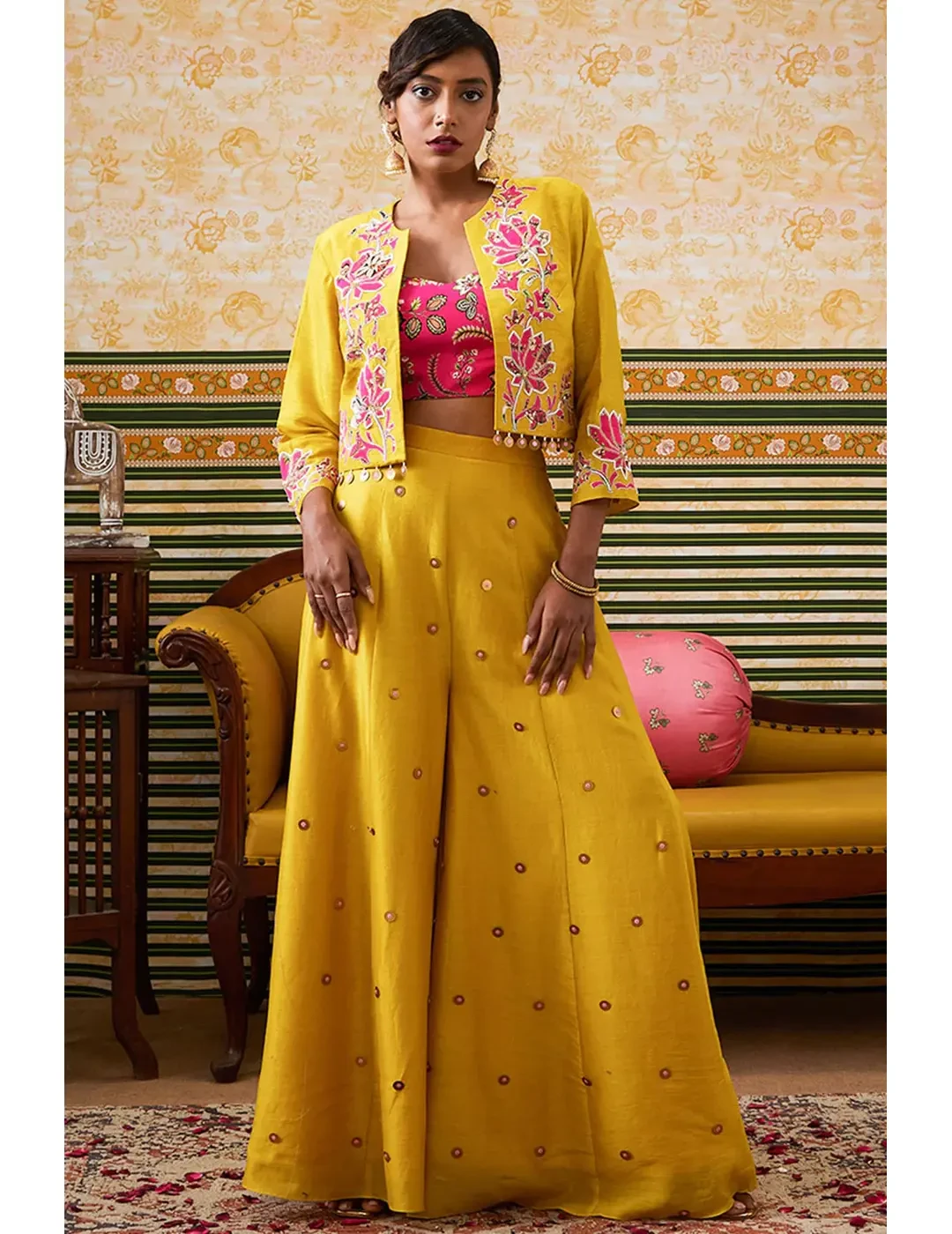 Mehr Patchwork One-Shoulder Top With Pants